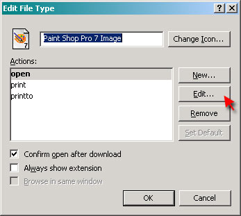 Select the Action and click on Edit