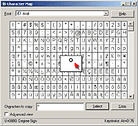Windows Character Map application