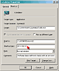 The shortcut key window in Windows 2000