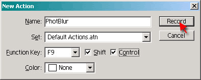 Name the action in the New Action Window