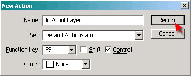 Name the action in the New Action Window