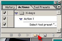 Selecting the New Action Set Icon on the Actions menu