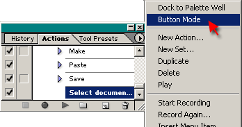 Selecting Button Mode from the Actions Menu