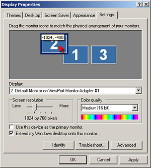 Dragging the Viewport monitor into position